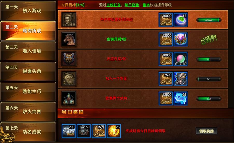 战神三国BT服七日目标第二天
